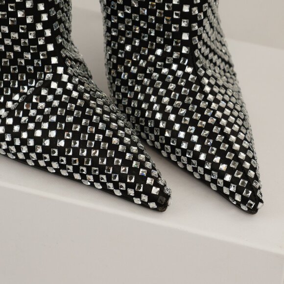 Dolce & Gabbana Lollo Knee-High Crystal-Embellished Stiletto Boots, Black, EU 36 - Picture 9 of 15